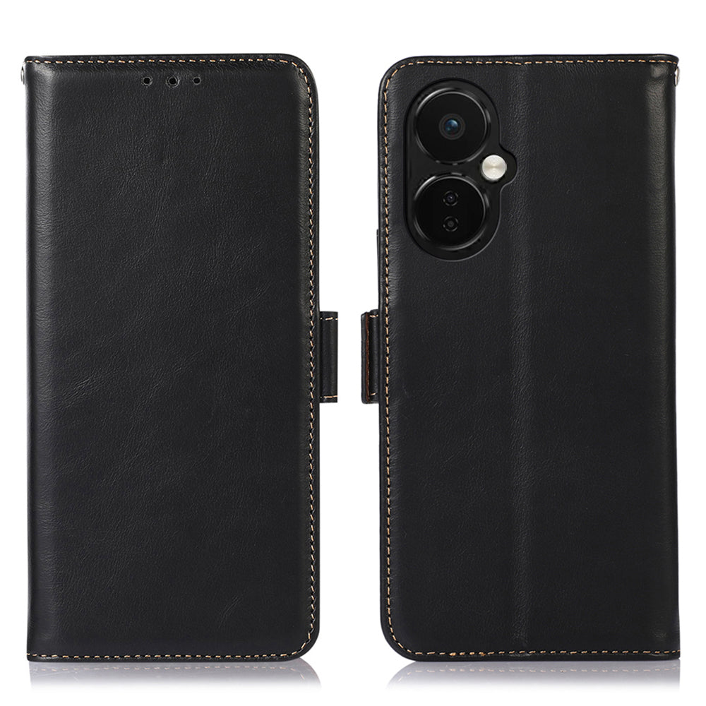 For OnePlus Nord CE 3 Lite 5G Nord N30 5G RFID Blocking Mobile Phone Case Genuine Cowhide Leather Anti-fall Phone Cover with Wallet Stand For OnePlus Nord CE 3 Lite 5G Nord N30 5G RFID Blocking Mobile Phone Case Genuine Cowhide Leather Anti-fall Phone Cover with Wallet Stand